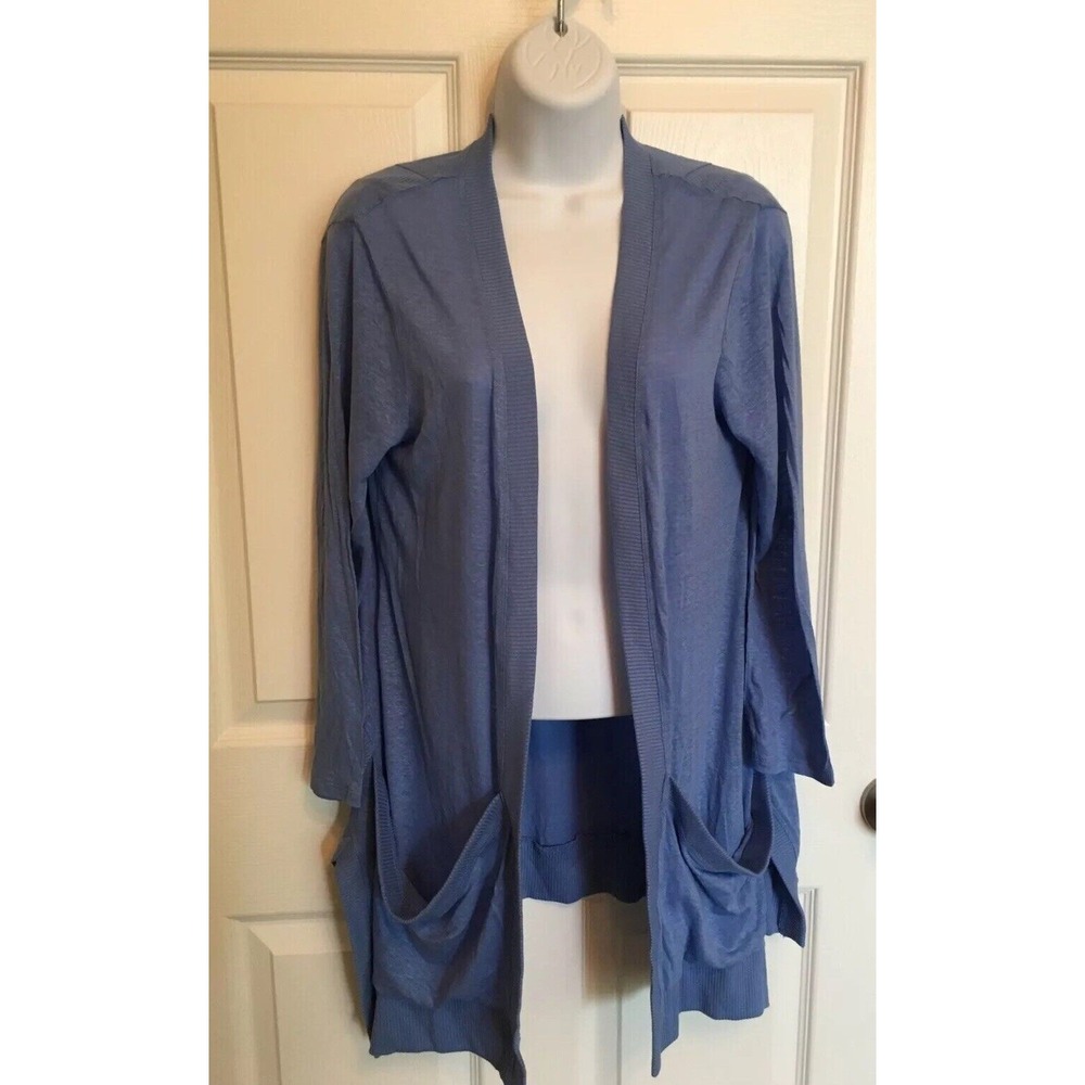 Kate & Mallory Blue Open Front Cardigan Medium Longline‎ Layering Sweater